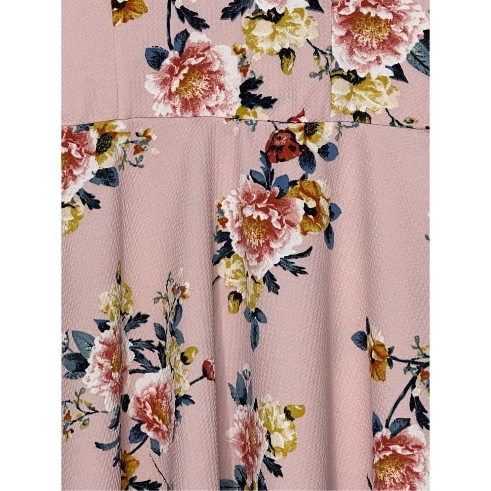 THREE PINK HEARTS | LACE BACK SKATER MINI‎ DRESS PINK FLORAL L - Picture 4 of 9
